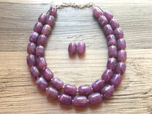 Load image into Gallery viewer, Royal Purple Statement Necklace, Double Strand Chunky Beaded Necklace, purple Jewelry, Spring Jewelry, purple Necklace, purple beaded