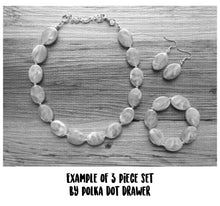 Load image into Gallery viewer, White Statement Necklace Jewelry Set, Chunky Jewelry Big Beaded single Strand Necklace, bracelet earrings white Jewelry Set Silver