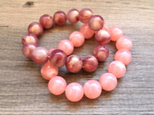 Load image into Gallery viewer, Pink & Purple 2 stretch bracelets, beaded jewelry, bead stretchy bracelet, rainbow friendship arm candy stacking blush light pink