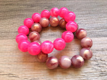 Load image into Gallery viewer, Pink & Purple 2 stretch bracelets, beaded jewelry, bead stretchy bracelet, rainbow friendship arm candy stacking hot dark pink