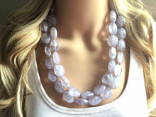 Load image into Gallery viewer, LAST ONE Gray Chunky Statement Necklace, big beaded bib necklace, gray jewelry, bridesmaid necklace, gray necklace, gray bridesmaid, bubble