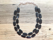 Load image into Gallery viewer, Black Big Bead Necklace, multi Strand Statement Jewelry, black Chunky bib, bridesmaid necklace, black jewelry, beaded jewelry
