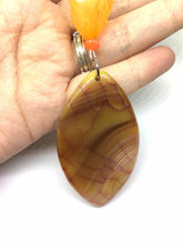 Load image into Gallery viewer, Earthy olive & orange pink AGATE Pendant Chunky Statement Necklace jewlery, Beaded turquoise statement oval pendant chunky bib blue