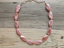 Load image into Gallery viewer, Big Bead Dusty Rose Necklace, Single Strand Statement Jewelry,Chunky bib bridesmaid or everyday bubble jewelry champagne brown tan