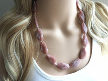 Load image into Gallery viewer, Big Bead Dusty Rose Necklace, Single Strand Statement Jewelry,Chunky bib bridesmaid or everyday bubble jewelry champagne brown tan