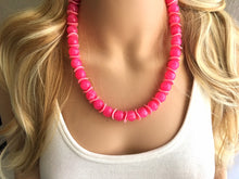 Load image into Gallery viewer, Bubblegum & Blush Statement Necklace Jewelry Set, Chunky Jewelry Big Beaded 1 Strand Necklace, pink Necklace, pink Jewelry Set Earrings