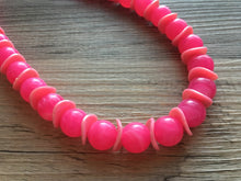 Load image into Gallery viewer, Bubblegum & Blush Statement Necklace Jewelry Set, Chunky Jewelry Big Beaded 1 Strand Necklace, pink Necklace, pink Jewelry Set Earrings