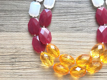 Load image into Gallery viewer, Maroon & Orange Double Strand Necklace, Virginia Jewelry, Chunky statement Blacksburg, maroon and orange necklace, orange