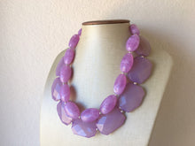 Load image into Gallery viewer, Chunky Statement Purple Necklace, multi strand colorful jewelry, big beaded chunky statement necklace, lavender necklace, purple jewelry