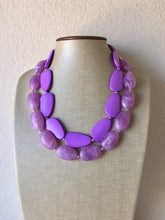 Load image into Gallery viewer, Chunky Statement Purple Necklace, multi strand colorful jewelry, big beaded chunky statement necklace, lavender necklace, purple jewelry