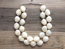 Load image into Gallery viewer, Cream Chunky Statement Necklace, Big beaded jewelry, Double Strand Statement Necklace, Bib necklace, cream bridesmaid wedding, praline