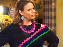 Load image into Gallery viewer, Kimmy Gibbler Andrea Barber Purple & Pink Necklace Fuller House colorful jewelry, big beaded chunky statement necklace, purple magenta