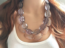 Load image into Gallery viewer, Gray & Caramel Champagne Necklace, multi strand jewelry, big beaded chunky statement necklace, bridesmaid necklace, gray necklace