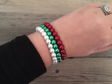 Load image into Gallery viewer, Christmas Bracelet Set, Red Green White Holiday Jewelry, Christmas Jewelry, Red Green Jewelry, Christmas Gift Christmas Present