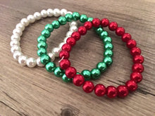 Load image into Gallery viewer, Christmas Bracelet Set, Red Green White Holiday Jewelry, Christmas Jewelry, Red Green Jewelry, Christmas Gift Christmas Present