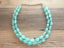 Load image into Gallery viewer, Mint Statement Necklace, Double Strand Chunky Beaded Necklace, Mint Green Jewelry, Spring Jewelry green Necklace, mint green beaded necklace