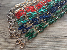 Load image into Gallery viewer, Extra Long Acrylic Chain Linked Face Mask Chain, Colorful facemask lanyard keychain, girls women’s Chain, mask strap holder necklace cable