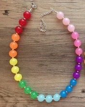 Load image into Gallery viewer, Rainbow Beaded 1 Strand Necklace, Colorful Jewelry, Chunky statement necklace, jelly bean necklace, rainbow jewelry, rainbow baby confetti