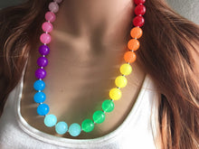 Load image into Gallery viewer, Rainbow Beaded 1 Strand Necklace, Colorful Jewelry, Chunky statement necklace, jelly bean necklace, rainbow jewelry, rainbow baby confetti