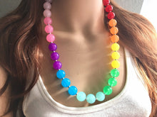 Load image into Gallery viewer, Rainbow Beaded 1 Strand Necklace, Colorful Jewelry, Chunky statement necklace, jelly bean necklace, rainbow jewelry, rainbow baby confetti