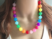 Load image into Gallery viewer, Rainbow Beaded 1 Strand Necklace, Colorful Jewelry, Chunky statement necklace, jelly bean necklace, rainbow jewelry, rainbow baby confetti