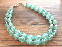 Load image into Gallery viewer, Mint Statement Necklace, Double Strand Chunky Beaded Necklace, Mint Green Jewelry, Spring Jewelry green Necklace, mint green beaded necklace