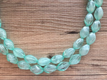 Load image into Gallery viewer, Mint Statement Necklace, Double Strand Chunky Beaded Necklace, Mint Green Jewelry, Spring Jewelry green Necklace, mint green beaded necklace