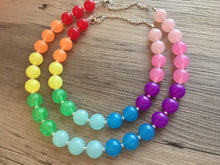 Load image into Gallery viewer, Mommy & Me Matching Rainbow Beaded Necklace, Colorful Jewelry, Chunky statement necklace, rainbow jewelry, rainbow baby