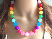 Load image into Gallery viewer, Rainbow Beaded 1 Strand Necklace, Colorful Jewelry, Chunky statement necklace, jelly bean necklace, rainbow jewelry, rainbow baby confetti