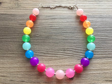 Load image into Gallery viewer, Rainbow Beaded 1 Strand Necklace, Colorful Jewelry, Chunky statement necklace, jelly bean necklace, rainbow jewelry, rainbow baby confetti