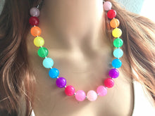 Load image into Gallery viewer, Rainbow Beaded 1 Strand Necklace, Colorful Jewelry, Chunky statement necklace, jelly bean necklace, rainbow jewelry, rainbow baby confetti