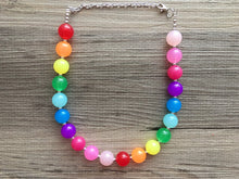 Load image into Gallery viewer, Rainbow Beaded 1 Strand Necklace, Colorful Jewelry, Chunky statement necklace, jelly bean necklace, rainbow jewelry, rainbow baby confetti