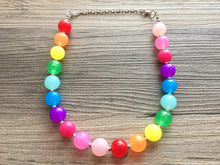 Load image into Gallery viewer, Rainbow Beaded 1 Strand Necklace, Colorful Jewelry, Chunky statement necklace, jelly bean necklace, rainbow jewelry, rainbow baby confetti