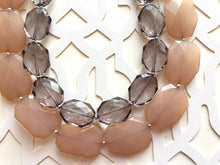 Load image into Gallery viewer, Gray & Caramel Champagne Necklace, multi strand jewelry, big beaded chunky statement necklace, bridesmaid necklace, gray necklace