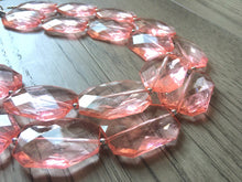 Load image into Gallery viewer, Coral Chunky Statement Necklace, double strand necklace, blush necklace, light pink necklace, coral wedding, bridesmaid necklace