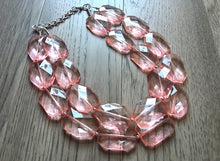 Load image into Gallery viewer, Coral Chunky Statement Necklace, double strand necklace, blush necklace, light pink necklace, coral wedding, bridesmaid necklace