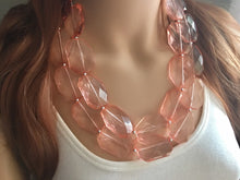 Load image into Gallery viewer, Coral Chunky Statement Necklace, double strand necklace, blush necklace, light pink necklace, coral wedding, bridesmaid necklace