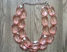 Load image into Gallery viewer, Coral Chunky Statement Necklace, double strand necklace, blush necklace, light pink necklace, coral wedding, bridesmaid necklace