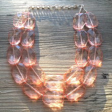 Load image into Gallery viewer, Coral Chunky Statement Necklace, double strand necklace, blush necklace, light pink necklace, coral wedding, bridesmaid necklace