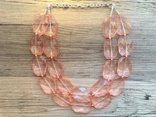 Load image into Gallery viewer, Coral Chunky Statement Necklace, double strand necklace, blush necklace, light pink necklace, coral wedding, bridesmaid necklace