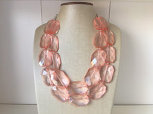 Load image into Gallery viewer, Coral Chunky Statement Necklace, double strand necklace, blush necklace, light pink necklace, coral wedding, bridesmaid necklace
