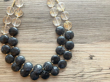 Load image into Gallery viewer, Gold Goddess chunky statement necklace, big beaded jewelry, gifts for women bib jewelry Multi-Strand metallic gold painted statement jewelry