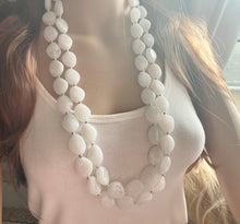 Load image into Gallery viewer, Extra Long or Plus Size White Double Strand Necklace, Chunky jewelry, Statement Necklace, white jewelry, beaded white necklace