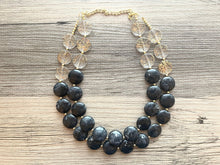 Load image into Gallery viewer, Gold Goddess chunky statement necklace, big beaded jewelry, gifts for women bib jewelry Multi-Strand metallic gold painted statement jewelry