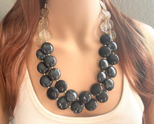 Load image into Gallery viewer, Gold Goddess chunky statement necklace, big beaded jewelry, gifts for women bib jewelry Multi-Strand metallic gold painted statement jewelry