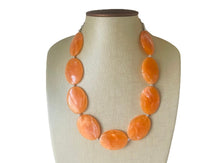 Load image into Gallery viewer, Orange Peel Chunky Statement Necklace, Big beaded jewelry, single strand Statement Necklace, chunky clementine bib jewelry earrings