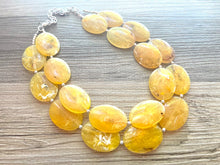 Load image into Gallery viewer, Sunny Yellow marigold Necklace, multi strand colorful jewelry, big beaded chunky statement necklace, yellow necklace, yellow earrings