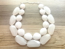 Load image into Gallery viewer, Double Layer White chunky statement necklace, bib jewelry cloudy white necklace, white jewelry, white beaded necklace, white bubble