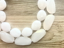 Load image into Gallery viewer, Double Layer White chunky statement necklace, bib jewelry cloudy white necklace, white jewelry, white beaded necklace, white bubble