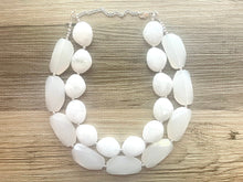 Load image into Gallery viewer, Double Layer White chunky statement necklace, bib jewelry cloudy white necklace, white jewelry, white beaded necklace, white bubble
